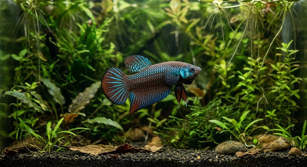*Betta imbellis* — мирный петушок с характерными сине-голубыми переливами